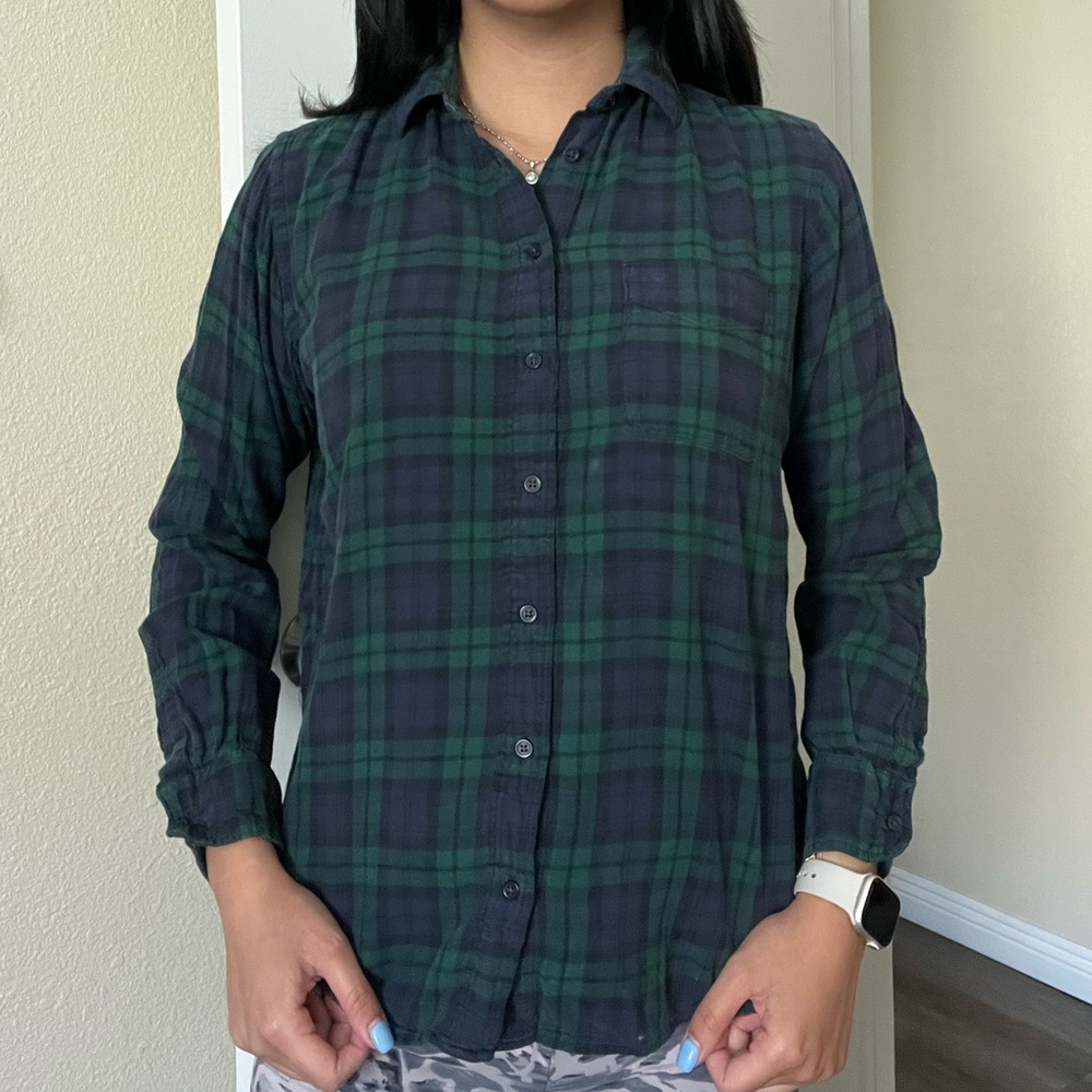 Uniqlo Green and Blue Plaid Shirt